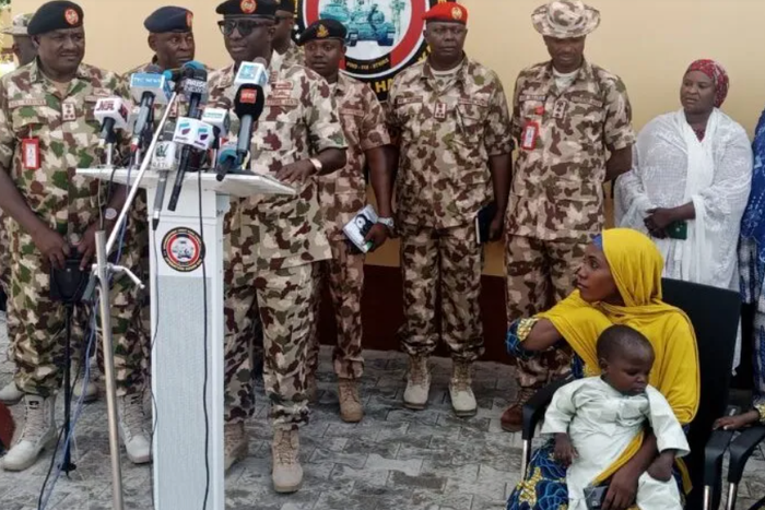 The victim with one of her kids was rescued on June 23 by troops during an operation within the Sambisa forest.
