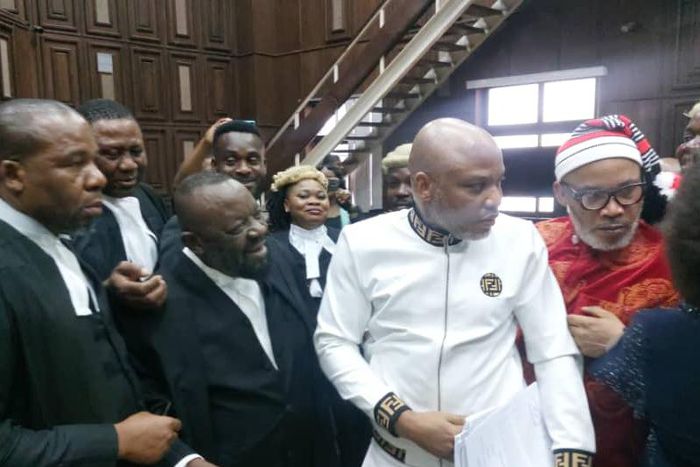IPOB Leader Nnamdi Kanu in court on Tuesday, March 19, 2024. [AriseTV]