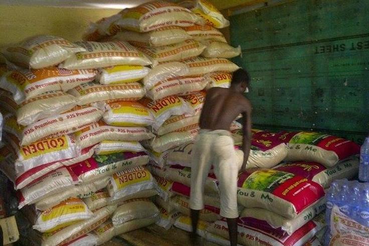 Bags of rice on display (This is for illustrative purposes).