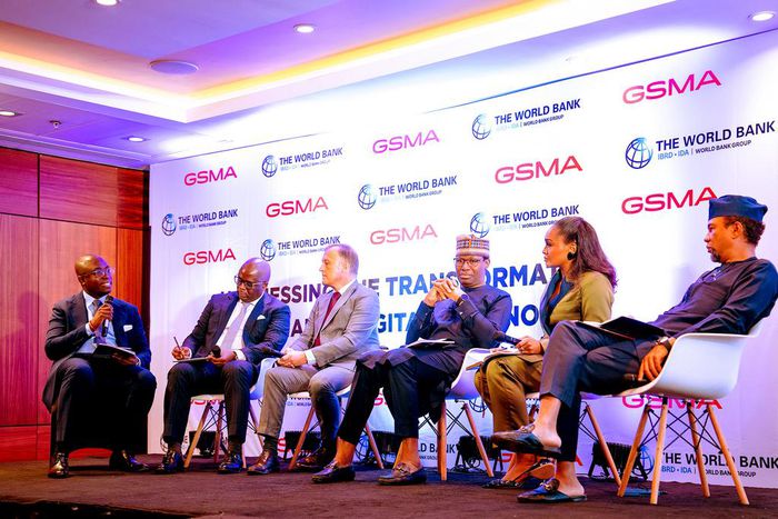Executive Vice Chairman of Globacom, Mrs. Bella Disu (2ND right), with (l-r) Moderator, Kwame Senou; Chief Regulatory Officer, Airtel Africa,  Daddy Mukadi; CEO of 9mobile, Juergen Peschel; Chairman, Association of Licensed Telecom Operators of Nigeria...