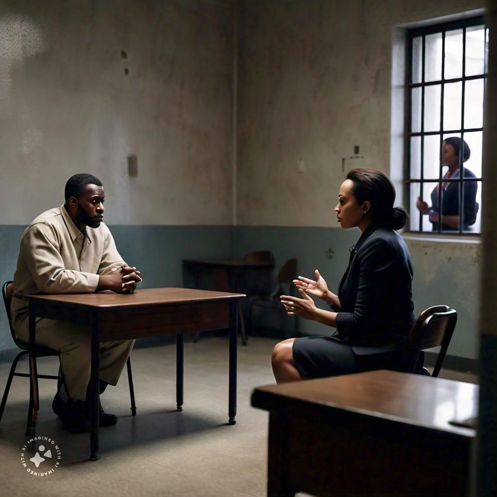 Man in prison with his lawyer [Image generated by Meta AI]
