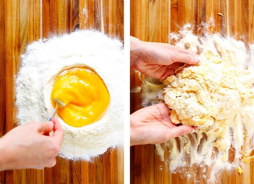 Make a well of flour and egg [gimmesomeoven]