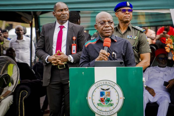Abia State Governor, Alex Otti during the flagg off of a road project.
