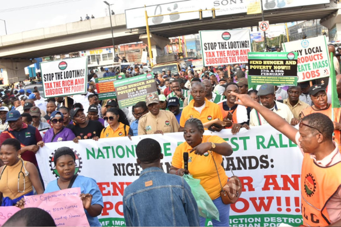 NLC Lagos members assemble under Ikeja bridge over economic hardship [Businessday NG]