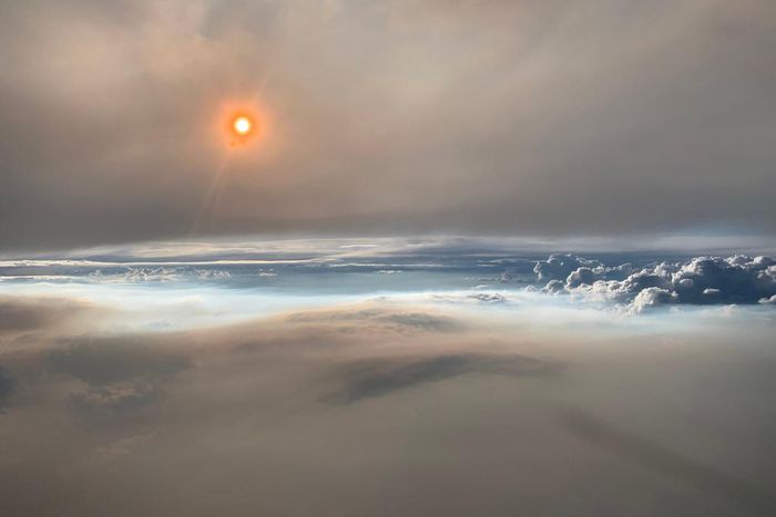 9. Thunderstorms brewing in wildfire smoke