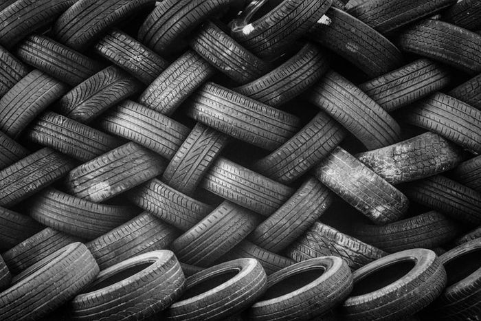 Pile of car tyres