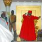 Oba of Benin, Oba Ewuare II, dancing at a press briefing on Friday, to the songs his grand father, Oba Akenzua II sang and danced to in 1938. This was joy over the return of the first set of artefacts said to have been worn by Oba Ovonranmwen Nogbaisi ...
