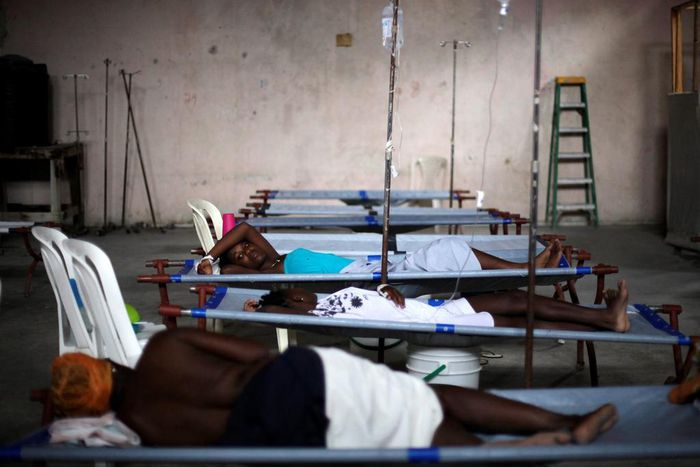 Patients rest on stretchers in the Cholera Treatment Center of Diquini in Port-au-Prince, Haiti.Andres Martinez Casares/Reuters