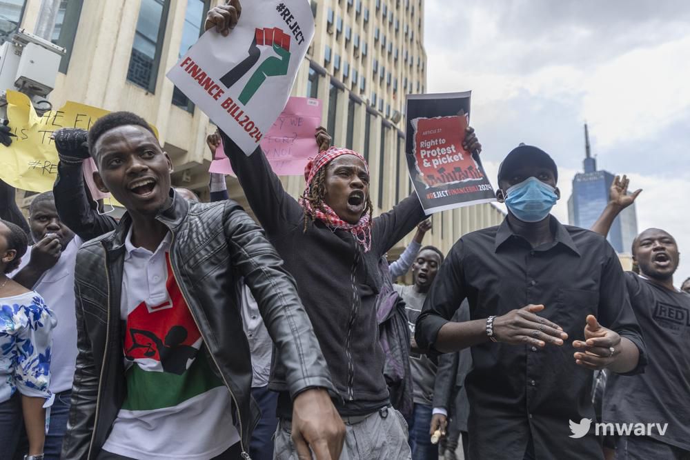 Protestors during Occupy Parliament protests in Kenya