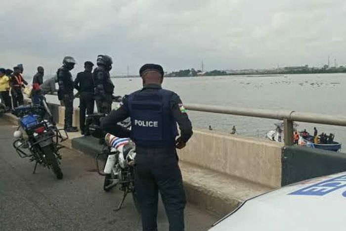 Illustrative image of police operatives on the Third Mainland Bridge