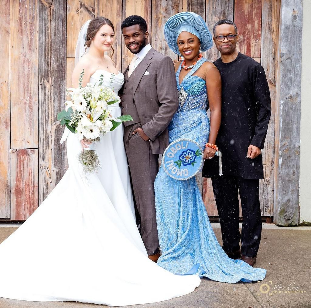 Actress Omoni Oboli, her husband, her son and her new daughter in Law [Instagram/Omoni Oboli]
