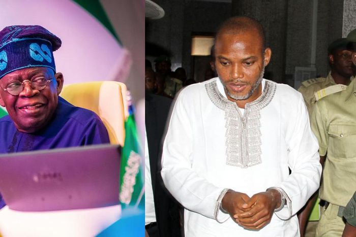 President Bola Tinubu and Nnamdi Kanu. [Facebook/Getty Images]
