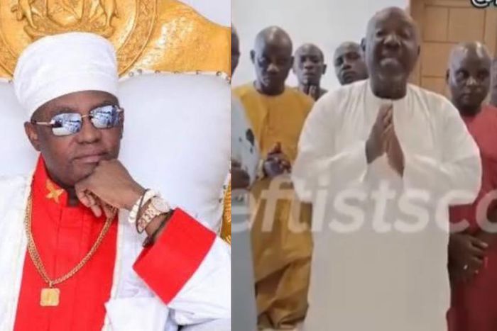 Self-proclaimed Hausa traditional ruler kneels to beg Oba of Benin for forgiveness