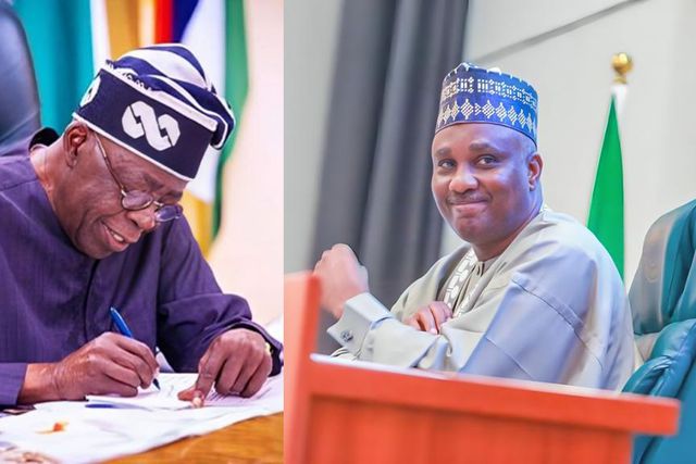 President Bola Tinubu and Hon Abbas Tajudeen. [Facebook]