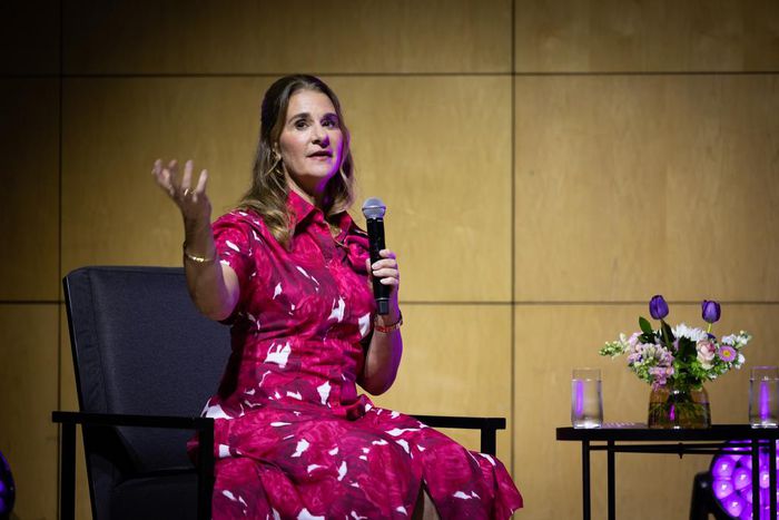 Melinda French Gates speaking at the Desmond Tutu International Peace Lecture, organized by the Desmond & Leah Tutu Legacy Foundation in November 2023