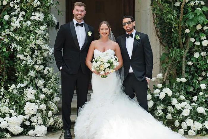 Eminem (right) with Hailie Jade (middle) and her husband, Evan McClintock (left) [Erika Christine Photography]
