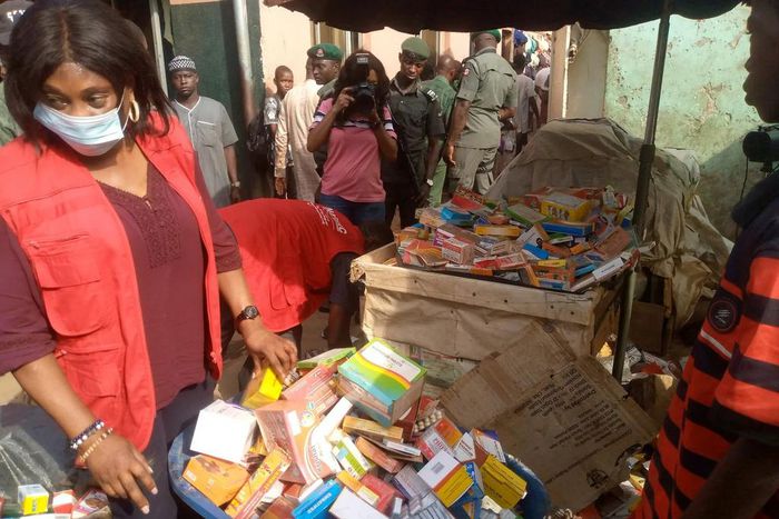 Some of the seized counterfeit drugs during the raid at Utako market [NAN]