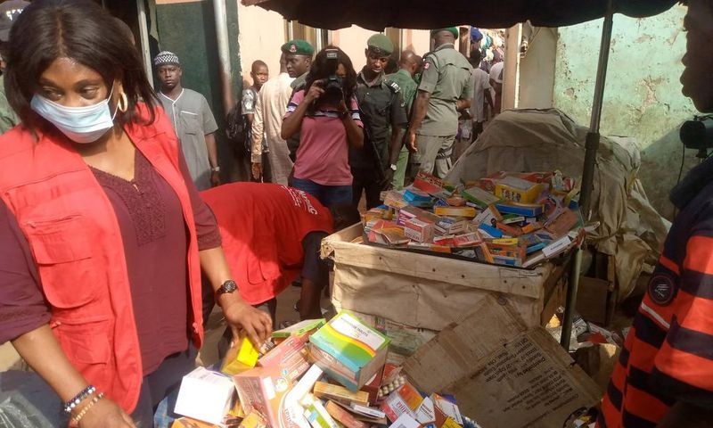 Some of the seized counterfeit drugs during the raid at Utako market [NAN]