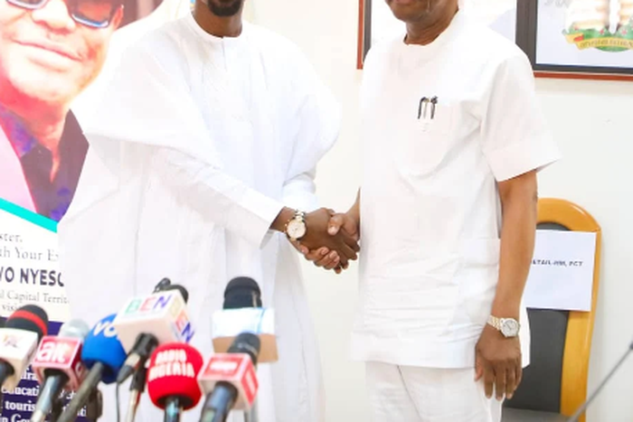 Abdulkadir Zulkiflu,  Coordinator of Satellite Towns Development Department (STDD) and Nyesom Wike, Minister of FCT [NAN]