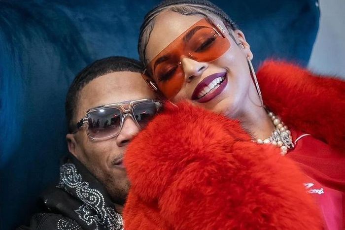 Nelly and Ashanti during their appearance and show at the State Farm Arena, Atlanta in April 2024