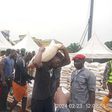 Picture of the rice distribution by the Nigerian Customs Service in Lagos on Friday [NAN]