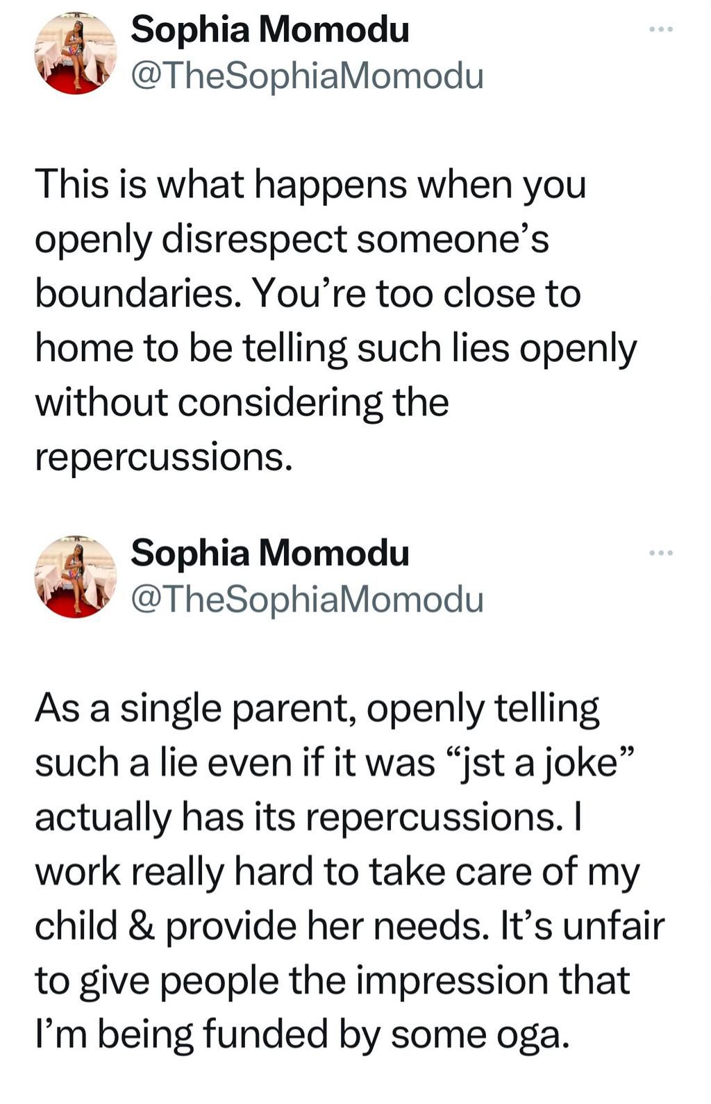 Sophia Momodu's tweets [Yabaleftonline]