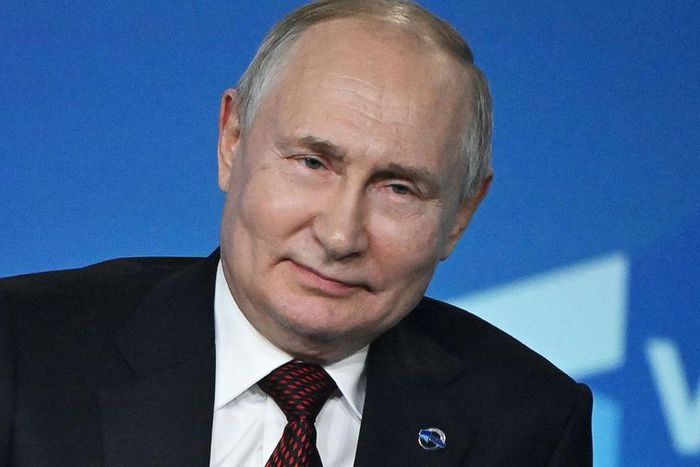 Russian President Vladimir Putin attending the plenary session of the Valdai Discussion Club forum in Sochi on October 5, 2023SERGEI GUNEYEV