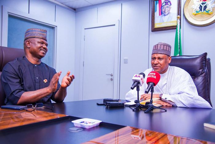 The Executive Secretary, National Commission for Persons with Disabilities, Dr. James Lalu (left) and the Minister of Information and National Orientation, Alhaji Mohammed Idris (right) when the Executive Secretary paid a courtesy visit to the Minister...