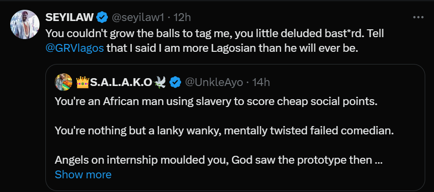 Seyi Law claps back at a troll [X/Seyi Law]