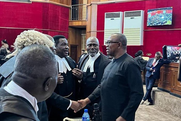 Peter Obi and his legal team in court during post-election litigation. [Premium Times]