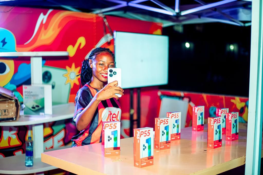 An activation stand displaying the launched P55 series itel phone