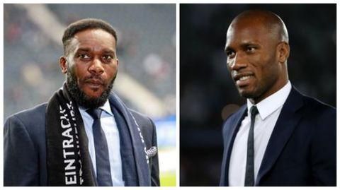 Jay Jay Okocha and Didier Drogba. [Pulse Sports]