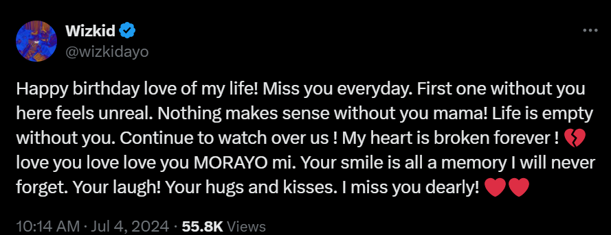 Wizkid's post [X/Wizkid]