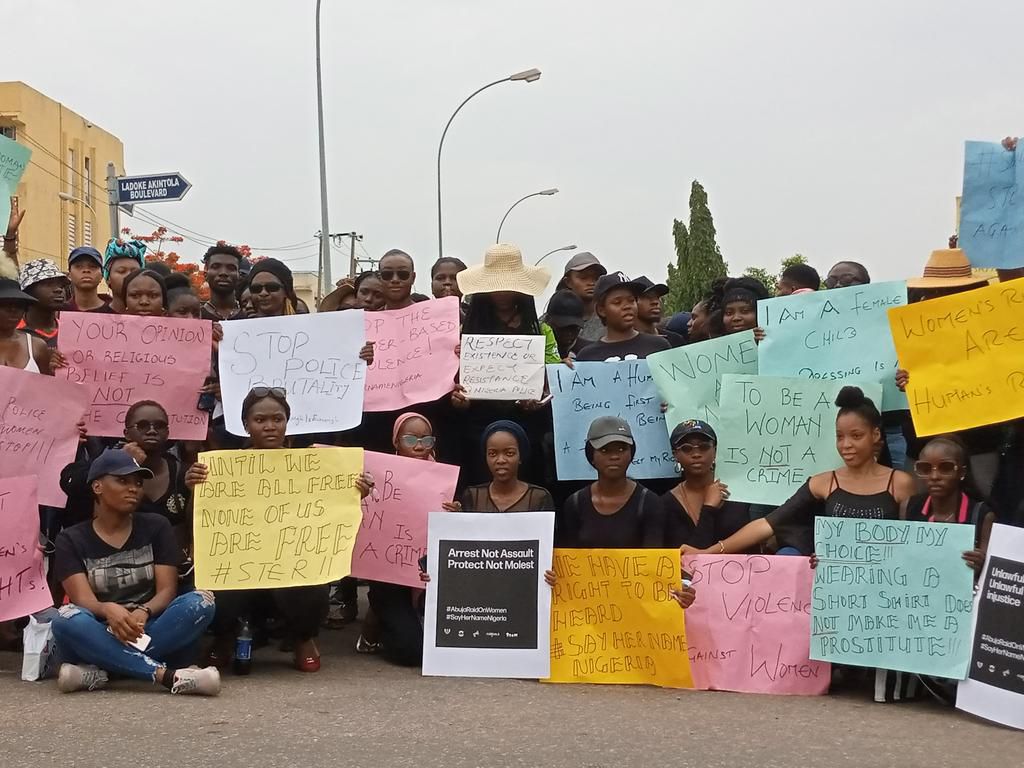 Nigerians protest raid, arrest and alleged harassment of women by the Police in Abuja.