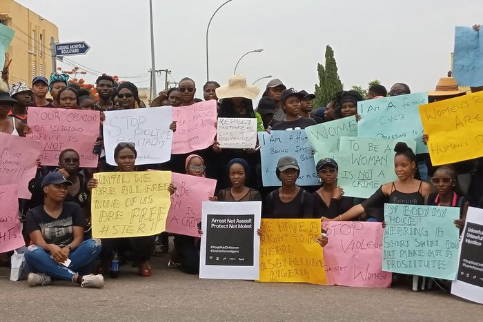 Nigerians protest raid, arrest and alleged harassment of women by the Police in Abuja.