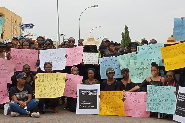 Nigerians protest raid, arrest and alleged harassment of women by the Police in Abuja.