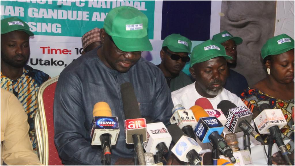 The Coalition for Truth and Justice during a press briefing in Abuja on Friday, May 17. [Segun Adeyemi/Original]
