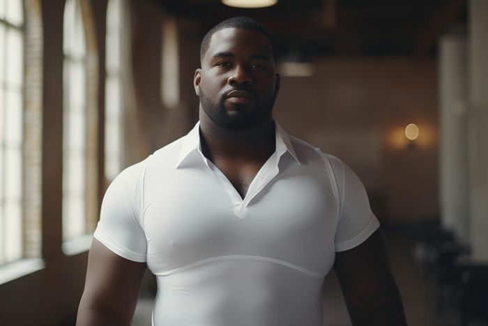 A man with man boobs