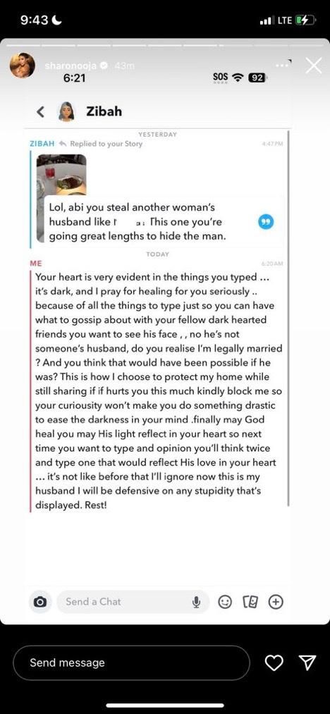 Sharon Ooja's conversation with a troll [Instagram/Sharon Ooja]