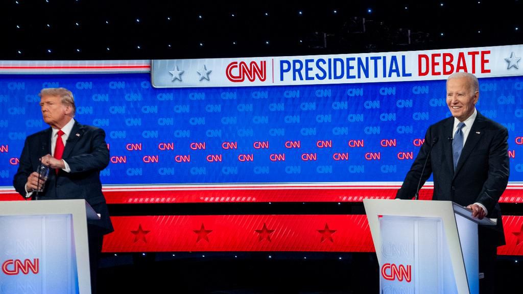 President of the United States Joe Biden and Former President Donald Trump participate in the first Presidential Debate at CNN Studios in Atlanta, Georgia, United States on June 27, 2024. [Getty Images]
