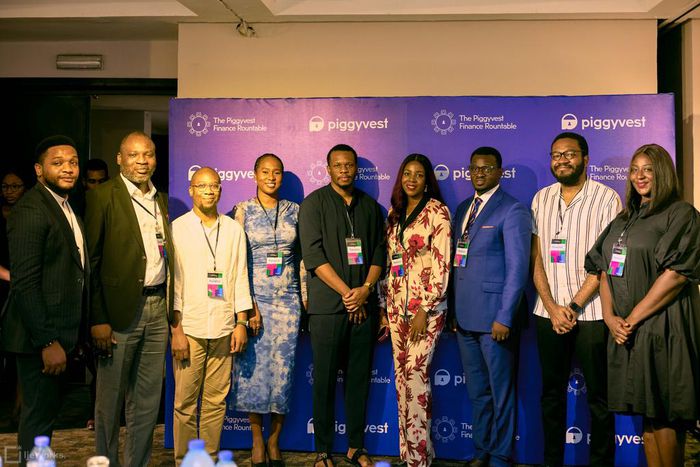 L-R: Joshua Chibueze (Co-founder and Chief Marketing Officer, PiggyVest), Emmanuel Ojo(Managing Director, RedTech), Gbenga Omolokun, (Managing Director, VFD MicrofinanceBank), Adejoju Ajani (Head, Data and Analytics at Interswitch Group), Tobi Amira (S...