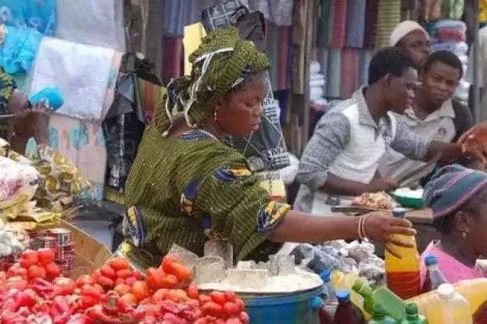 Petty traders in a local market in Nigeria