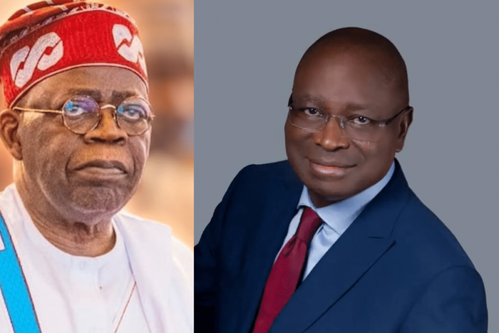 L R: President Bola Tinubu and Sen Ayogu Eze [Naija News]