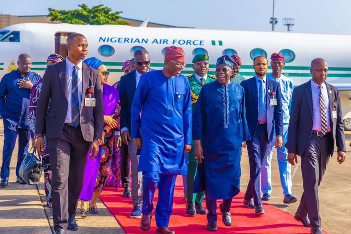 Governor Babajide Sanwo-Olu welcomes President Bola Tinubu to Lagos [Presidency]