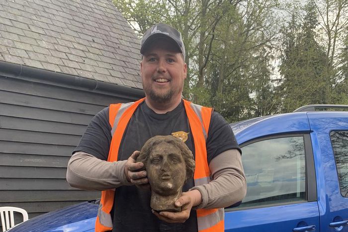 Greg Crawley found the ancient statue [Burghley House]
