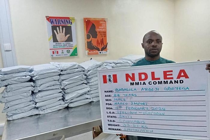 Suspected drug trafficker arrested at MMIA Lagos [Facebook:NDLEA]