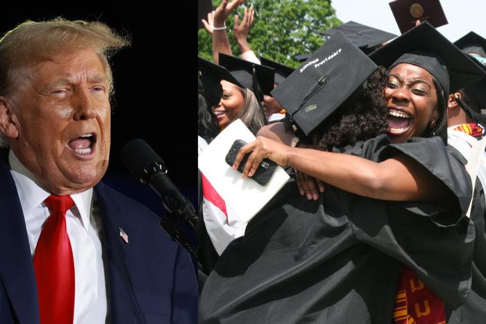 Former US President Donald Trump has promised Nigerians and other immigrants who are college graduates green card if re-elected into office. [Getty Images]
