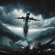 An AI generated image depicting a crashing plane