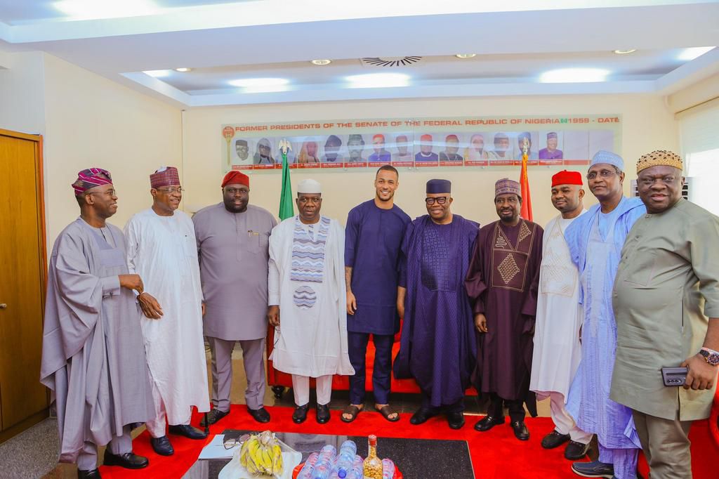 Super Eagles captain, William Troost-Ekong meets Senate President, Godswill Akpabio and other senators