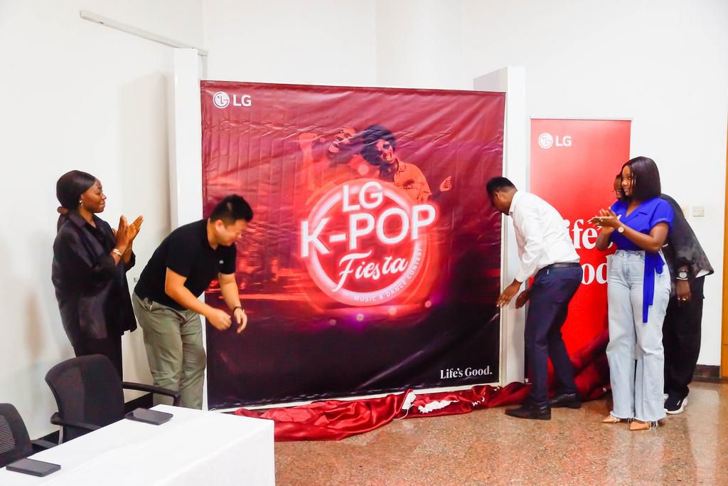 L-R- Nigerian Award-Winning Actor, singer, and dancer, Adeeze Onyegbula Sharon, General Manager, Audio, LG Electronics West Africa, Mr. Daesun Hwang, Head Corporate  Marketing, LG Electronics West Africa, Mr. Hari Elluru, Winner of the Nigerian 2006 Id...